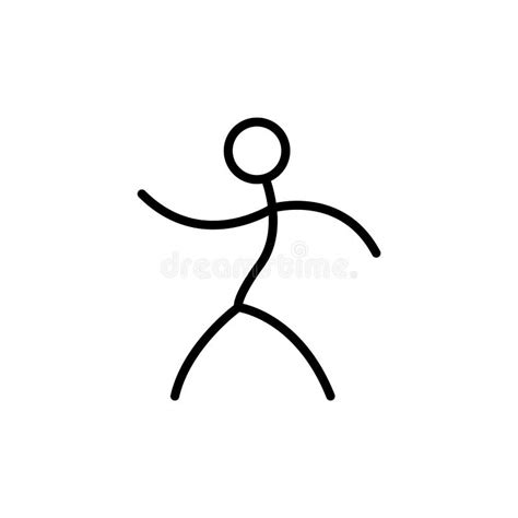 Dancing Stick Man Sample Hand Drawn Icon Figure Of Happy Stick Man