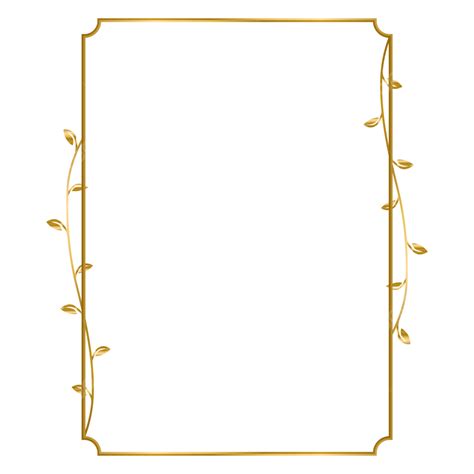 Golden Rectangle Frame For A4 Page Border With Flower Shapes Golden