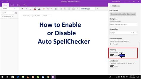 How To Enable Or Disable Auto Spell Check In Onenote App On Windows 10