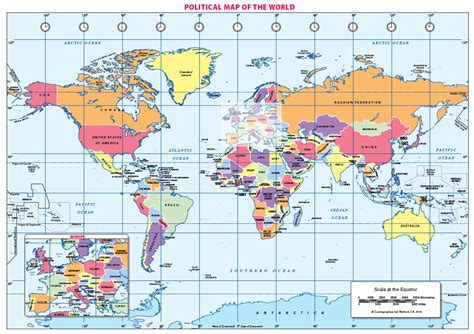 Political World Map A4 Self Adhesive Cosmographics Ltd