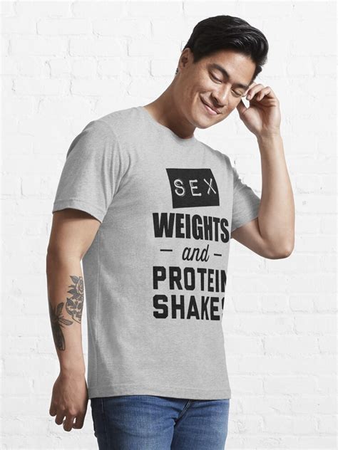 sex weights and protein shakes essential t shirt for sale by workout redbubble