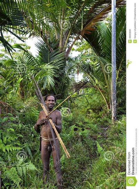 The Portrait Korowai Hunter With Arrow And Bow Editorial Image Image Of Anthropology