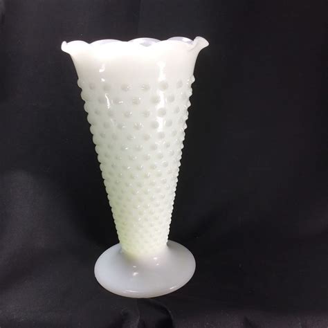 White Hobnail Fenton Large Tall Vase White Milk Glass 95” Tall Ebay