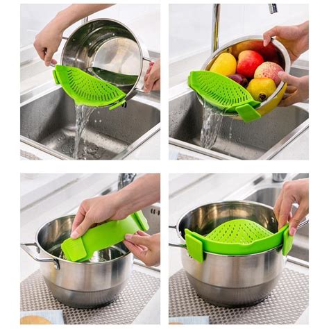 Realand Universal Silicone Clip On Pan Pot Strainer For Anti Spill