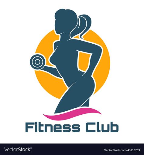 Fitness Club Logo Design With Posing Woman Vector Image