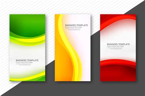 Abstract Colorful Wavy Banners Set Web Template Design 249459 Vector