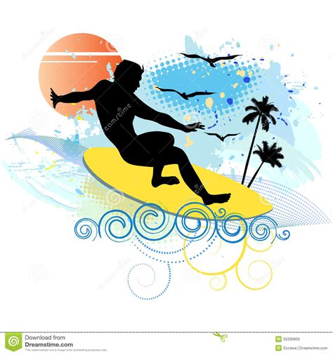 Surfing Vector Illustration Stock Vector Illustration Of Ride