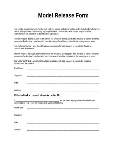 model release form template business