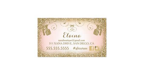 311 Vintage Glam Spray Tan Gold Glitter Pink Business Card Zazzle