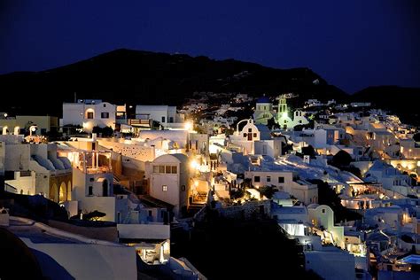 Oia At Night Santorini Greek Islands Greece