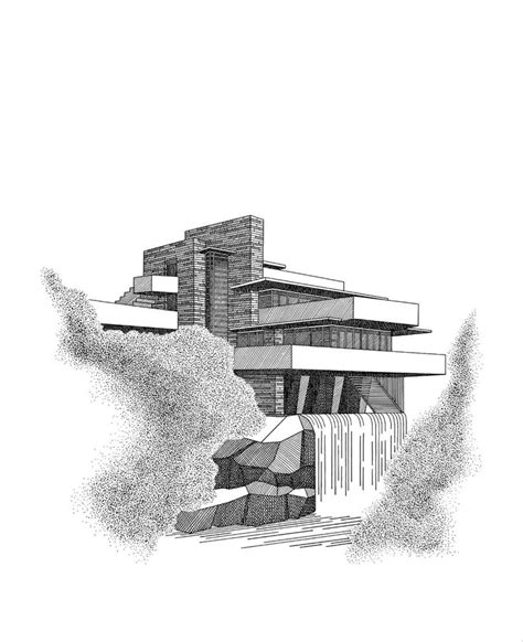 Architecture Drawing Architecture Illustration Falling Water Pen Art