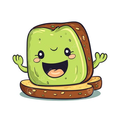 Avocado Toast Vector Sticker Clipart Cute Cartoon Green Bread Sticker