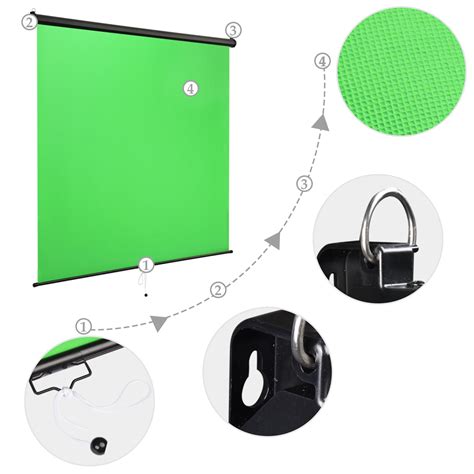 124 Pack Retractable Green Screens Wall Ceiling Mounted For Video 73