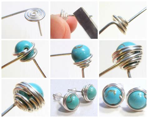 Free Diy How To Wire Wrapped Bead Stud Earrings See Step By Step