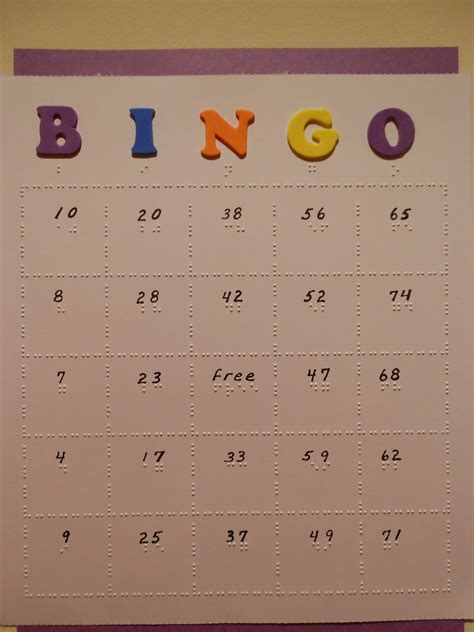 Braille Bingo Cards Can Be Individually Adapted For The Blind Student