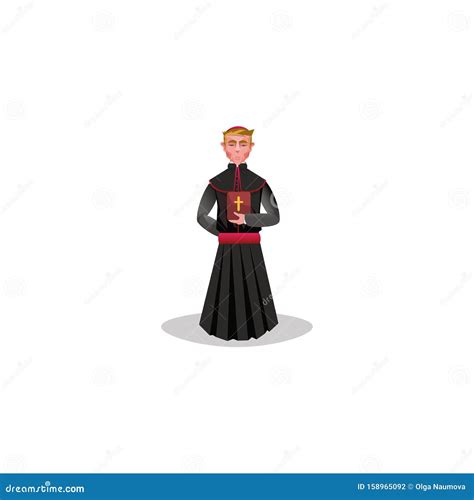 Catholicism Priest Icon Cartoon Style Vector Illustration