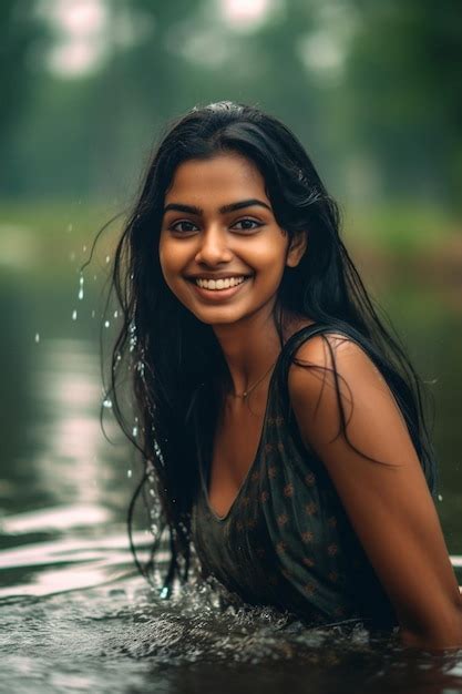 premium ai image beautiful sri lankan woman in water