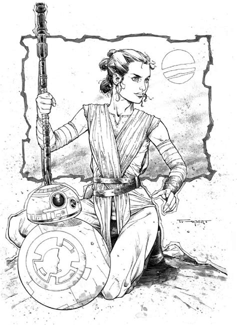 Star Wars Rey With Bb 8 In Art Thiberts For Sale Comic Art Gallery
