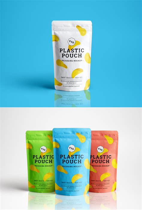 plastic pouch packaging mockup graphicburger