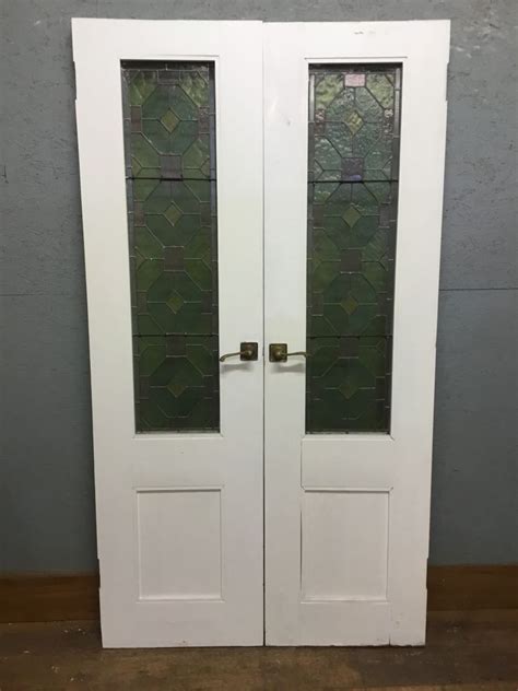 Stained Glass Double Doors - Authentic Reclamation