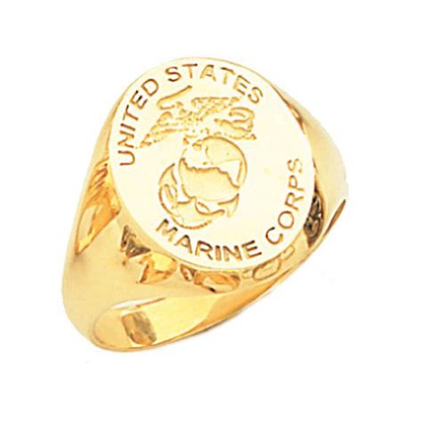 New Mens 10 Or 14k Yellow Gold Us Marine Corps Usmc Military Signet