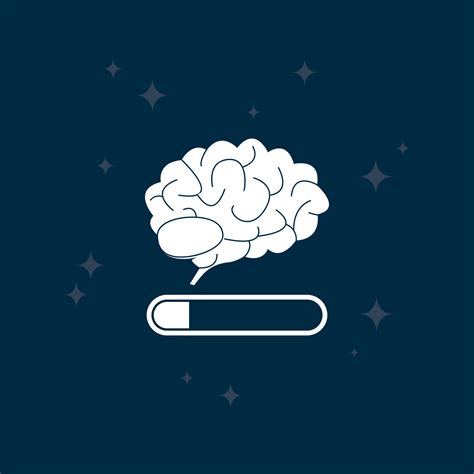 White Tired Brain On Night Blue Background Fatigue Of Brain Concept Low Mind Activity Mental