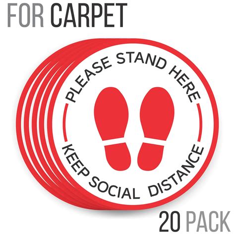 Buy Social Distancing Floor Decals For Carpet 6 Feet Notice Floor