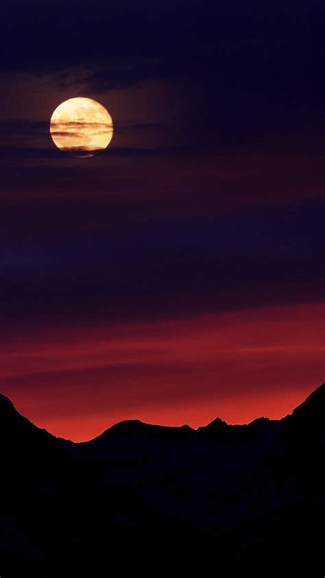 Moon Landscape Evening Nature Night Shadow Sky Hd Phone Wallpaper
