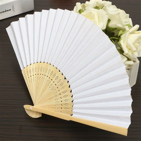 5pcs Simple Blank Diy Paper Hand Folding Fan Wedding Party Folding Fans