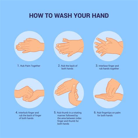 Washing Hand Instructions With Image Picture Step By Steps Direction With Modern Flat Style