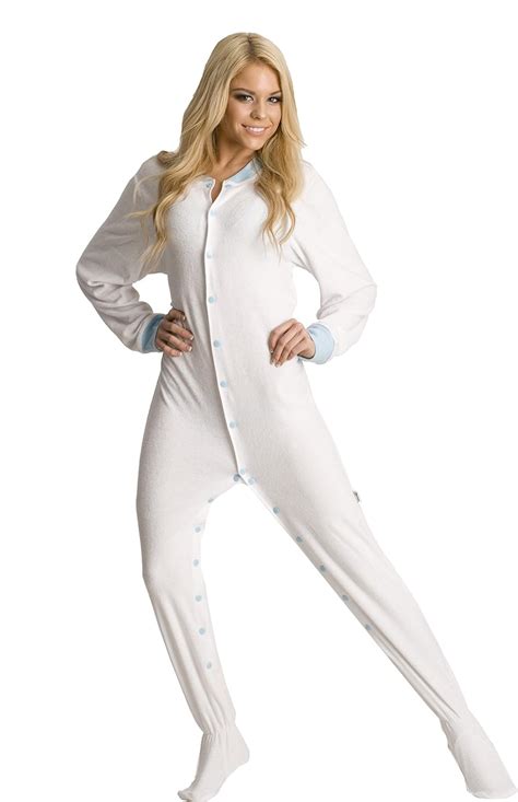 Jumpin Jammerz White Terry Cloth Adult Footed Onesie Pajamas X Small Clothing