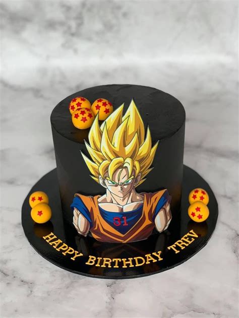 A Birthday Cake With The Image Of Gohan On It