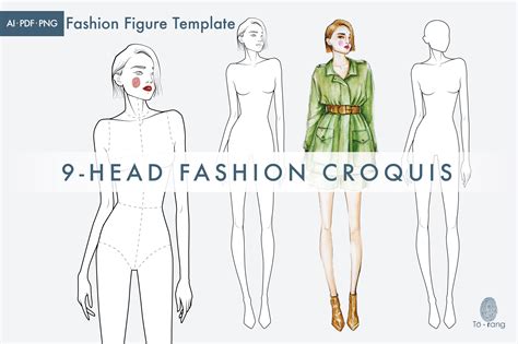 Female Fashion Figure Template 9 Head Fashion Croquis Croquis