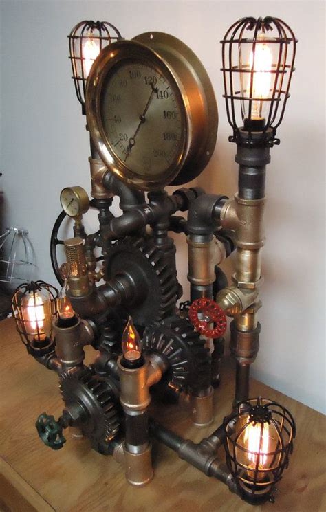 Steampunk Lamp Light Industrial Art Machine Age By Pipelightart