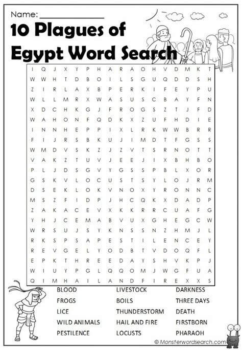 10 Plagues Of Egypt Word Search Monster Word Search