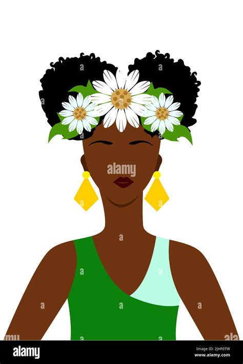 Illustration With A Beautiful Dark Skinned Girl And Bright Flowers Stock Vector Image And Art Alamy