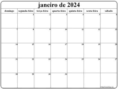 Janeiro De 2024 Calendario Grátis Em Português Calendario Janeiro