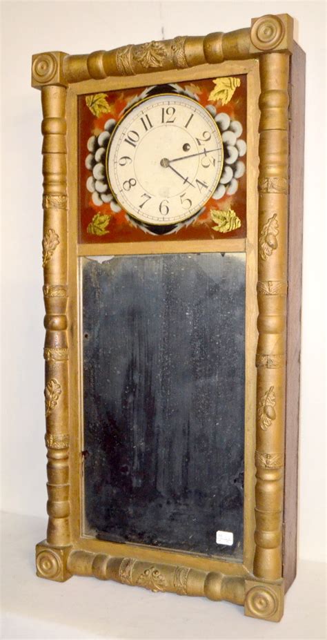 Antique Boston Clock Co Mirror Front 1 Weight Wall Clock T