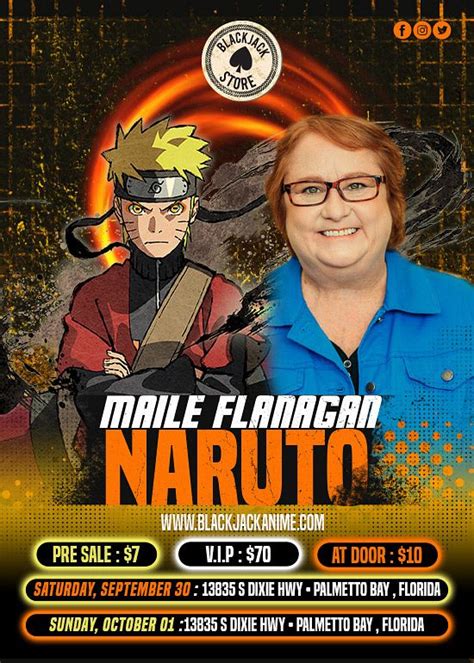 Maile Flanagan Naruto Meet Greet Sept Tickets At Blackjack Anime Doral In Doral By