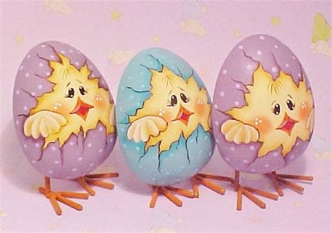 Three Hand Painted Easter Chicks In Eggs By Toletallypainted Easter