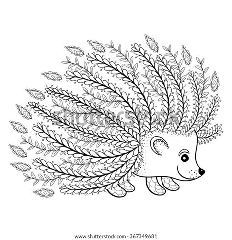 Hand Drawn Artistic Hedgehog Adult Coloring Stock Vector Royalty Free