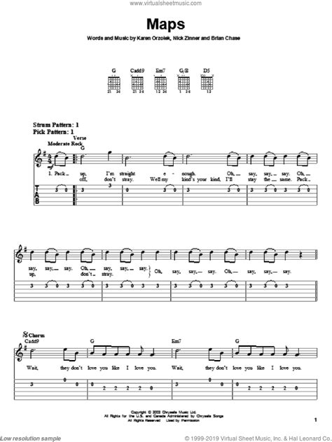 Yeahs Maps Sheet Music For Guitar Solo Easy Tablature Pdf