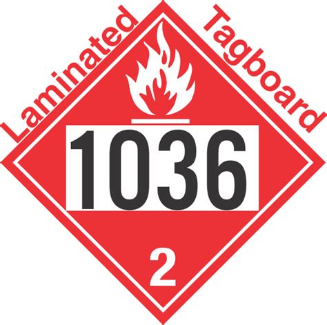 Flammable Gas Class 2 1 UN1036 Tagboard DOT Placard