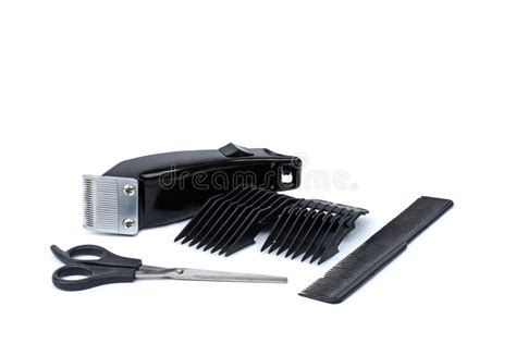 Hair Clipper Comb And Scissors White Background Stock Image Image Of