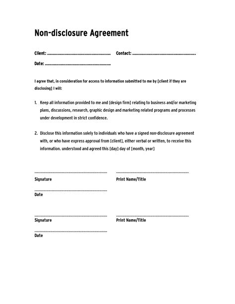 Work Experience Confidentiality Agreement Template