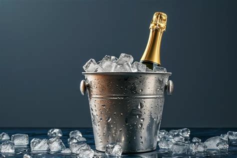 Premium Photo Elegant Champagne Bottle In Ice Bucket On A Reflective