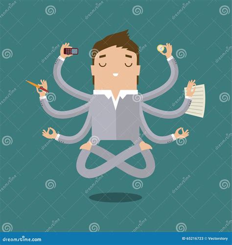 Businessman With Multitasking Stock Vector Illustration Of Business