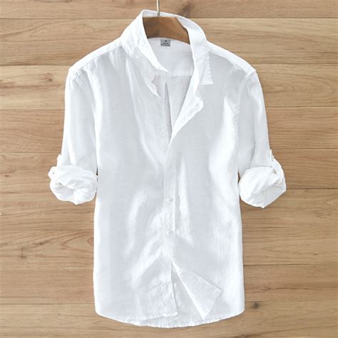 2017 Summer White Shirt Men Comfort Linen Shirts Men Long Sleeve Casual