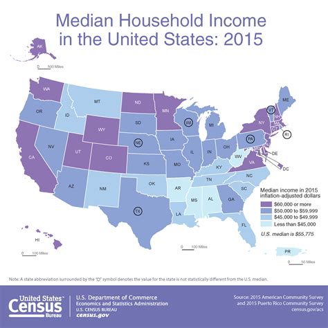 Map Median Household Income In The United States 2015
