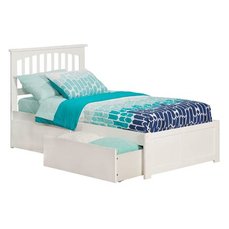 Atlantic Furniture Mission White Twin Xl Platform Bed With Flat Panel